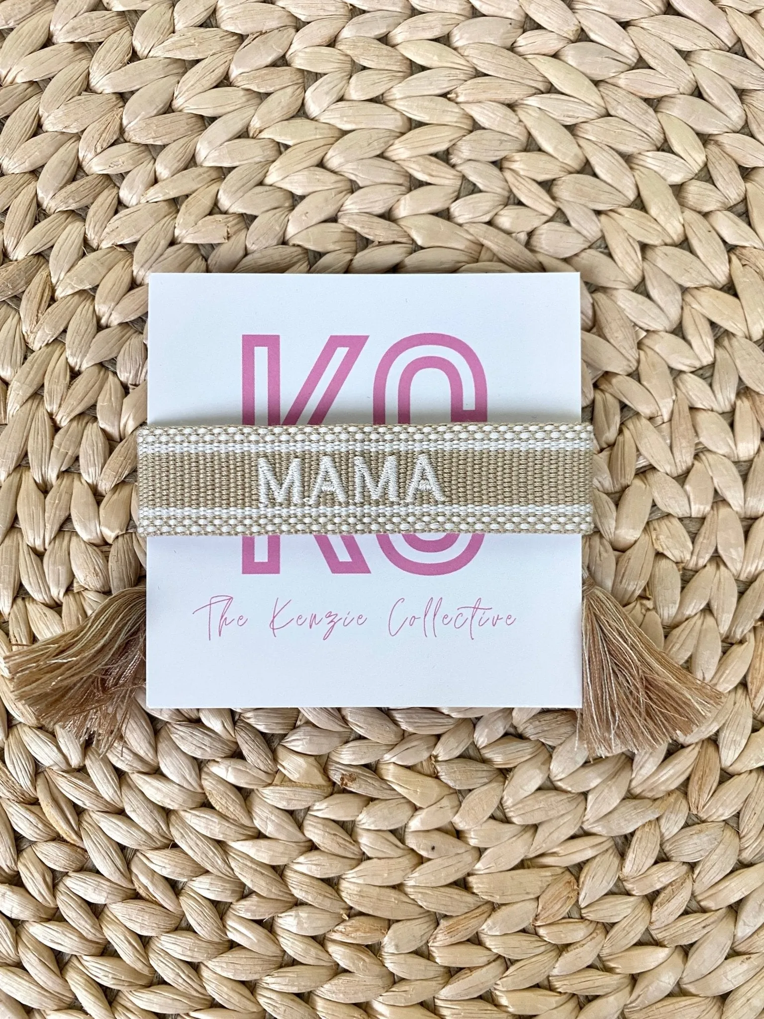 Mama tassel bracelet tan