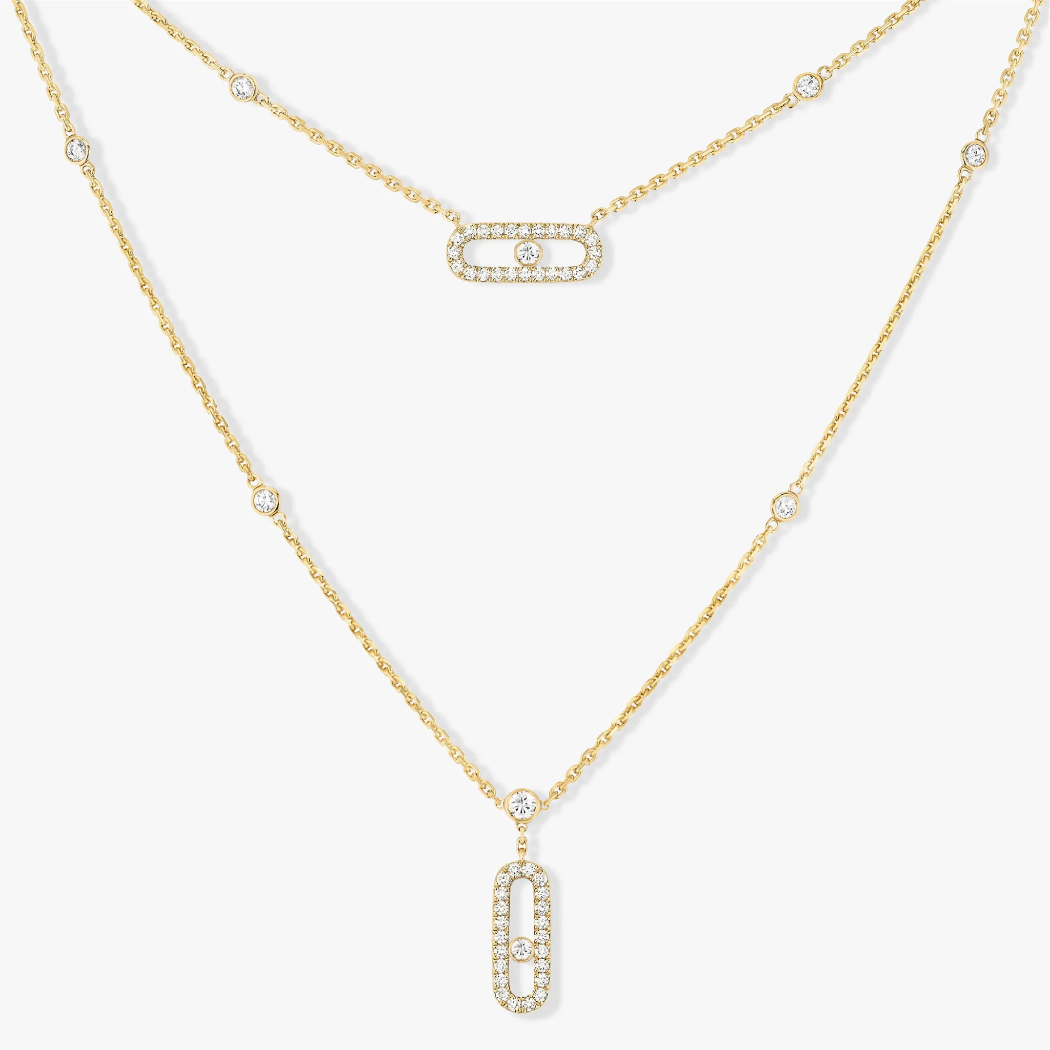 Messika Move Uno Gold 2 Rows Pavé Necklace