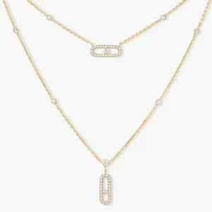 Messika Move Uno Gold 2 Rows Pavé Necklace