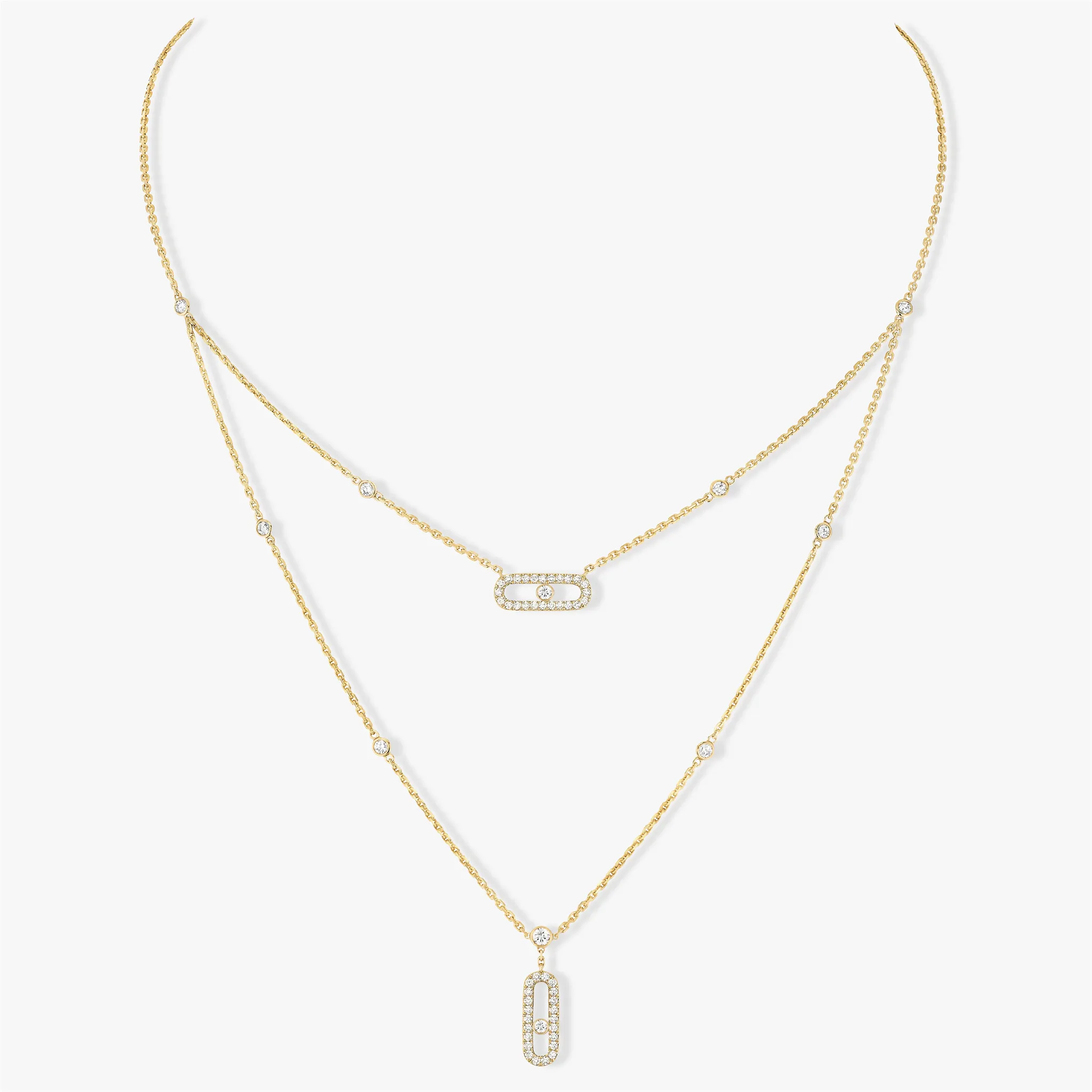 Messika Move Uno Gold 2 Rows Pavé Necklace