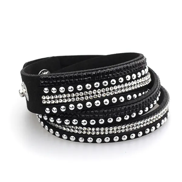 Metallic Leather Wrap Bracelet
