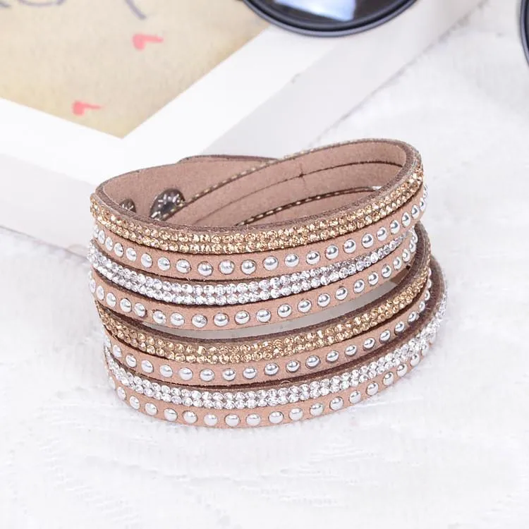 Metallic Leather Wrap Bracelet