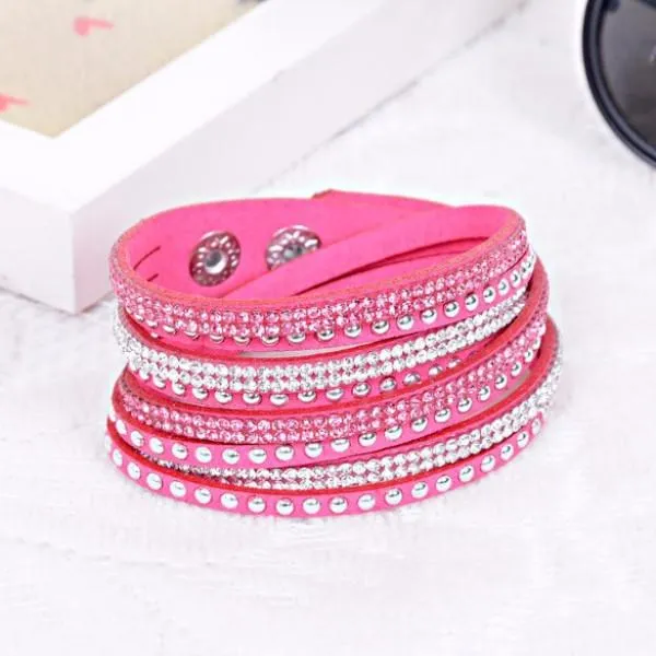 Metallic Leather Wrap Bracelet