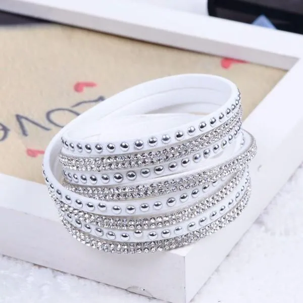 Metallic Leather Wrap Bracelet
