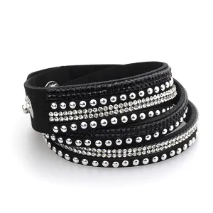 Metallic Leather Wrap Bracelet