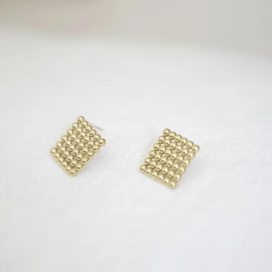 Minimalist Chic Gold Ball Square Earrings