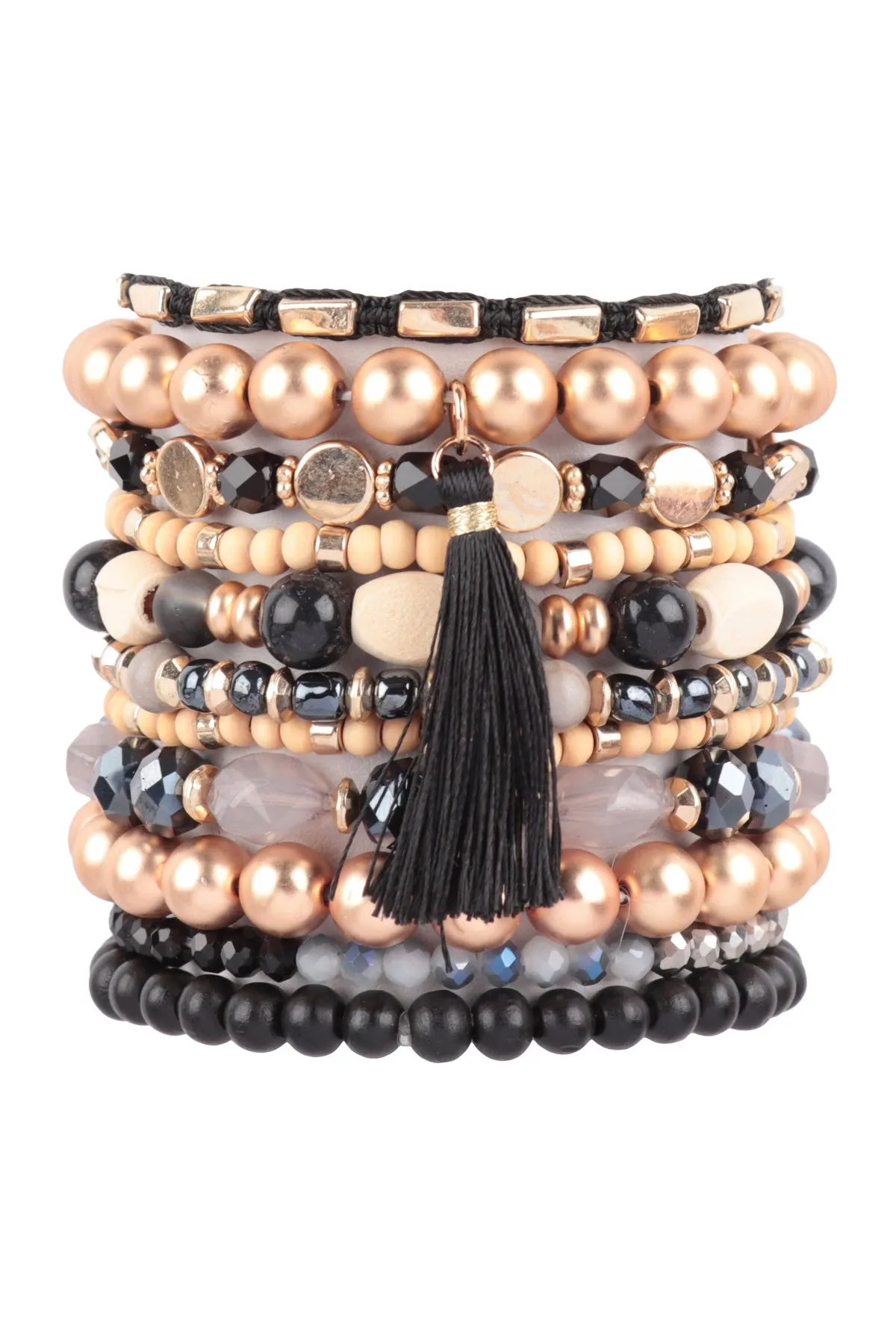 MIX BEADS WOOD CCB STACKABLE VERSATILE CHARM BRACLET SET