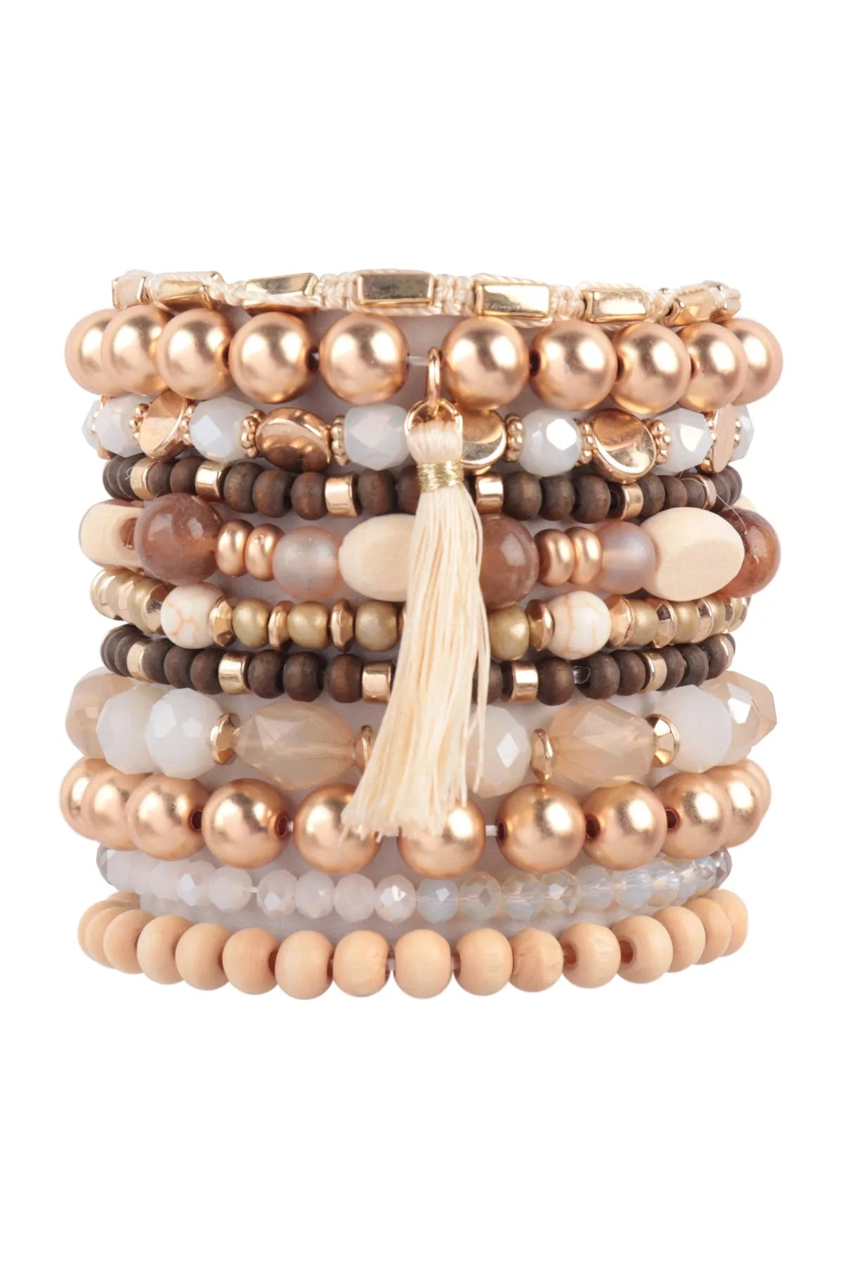 MIX BEADS WOOD CCB STACKABLE VERSATILE CHARM BRACLET SET