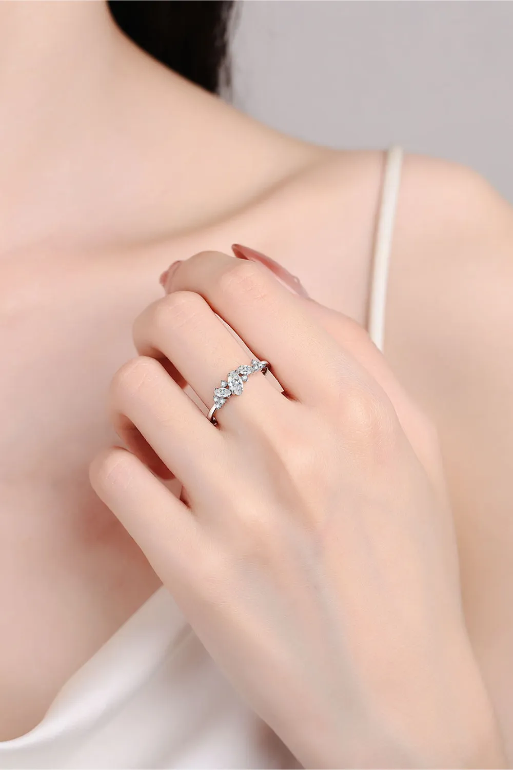 Moissanite Rhodium-Plated Ring for Women