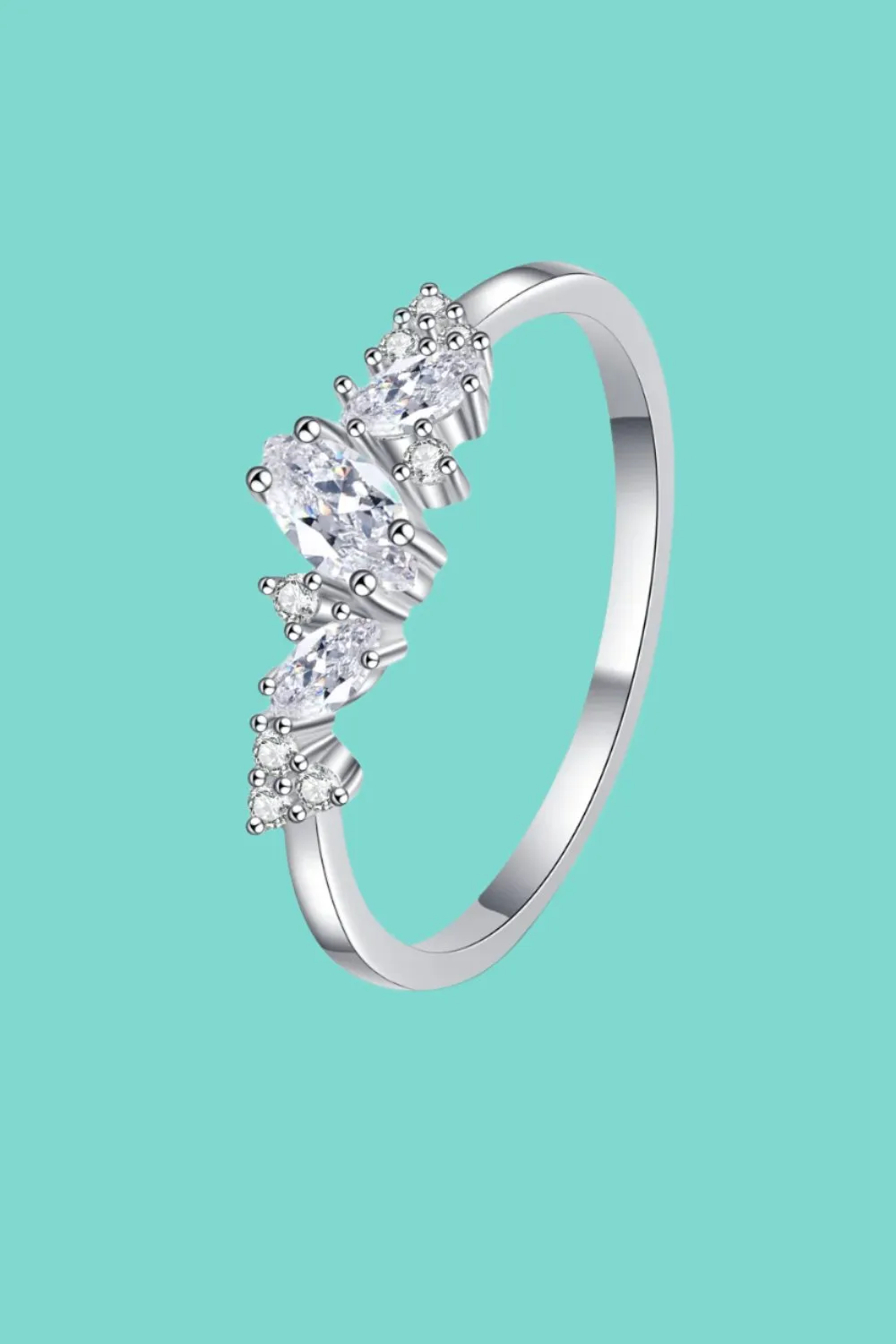Moissanite Rhodium-Plated Ring for Women