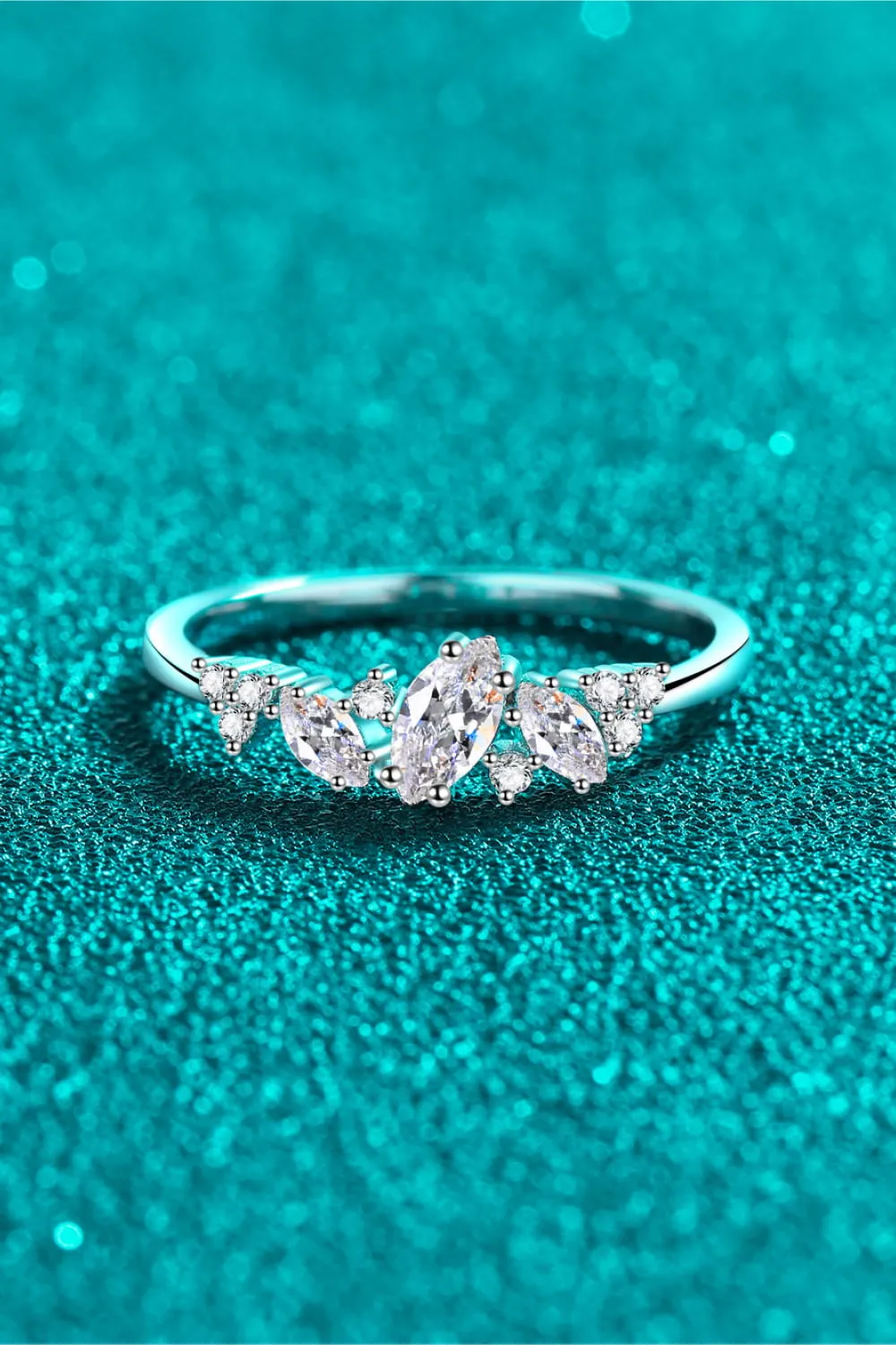 Moissanite Rhodium-Plated Ring for Women