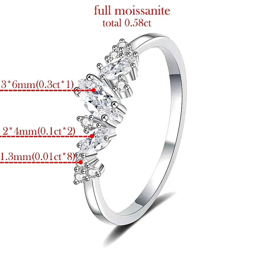 Moissanite Rhodium-Plated Ring for Women