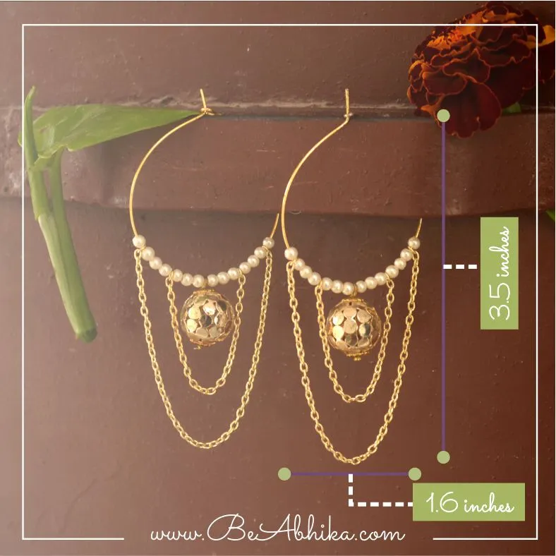 Multi layered chain and pearl Earrings