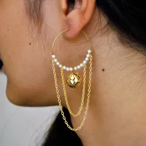 Multi layered chain and pearl Earrings