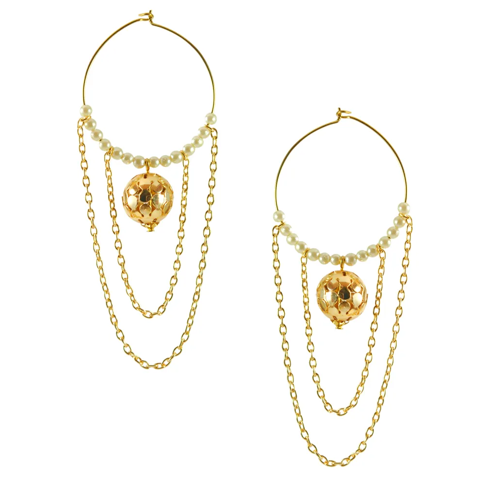 Multi layered chain and pearl Earrings