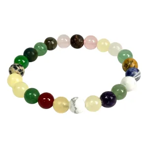 Multicolor Gemstone 8mm Round Beads Handmade Stretchable Unisex Bracelets