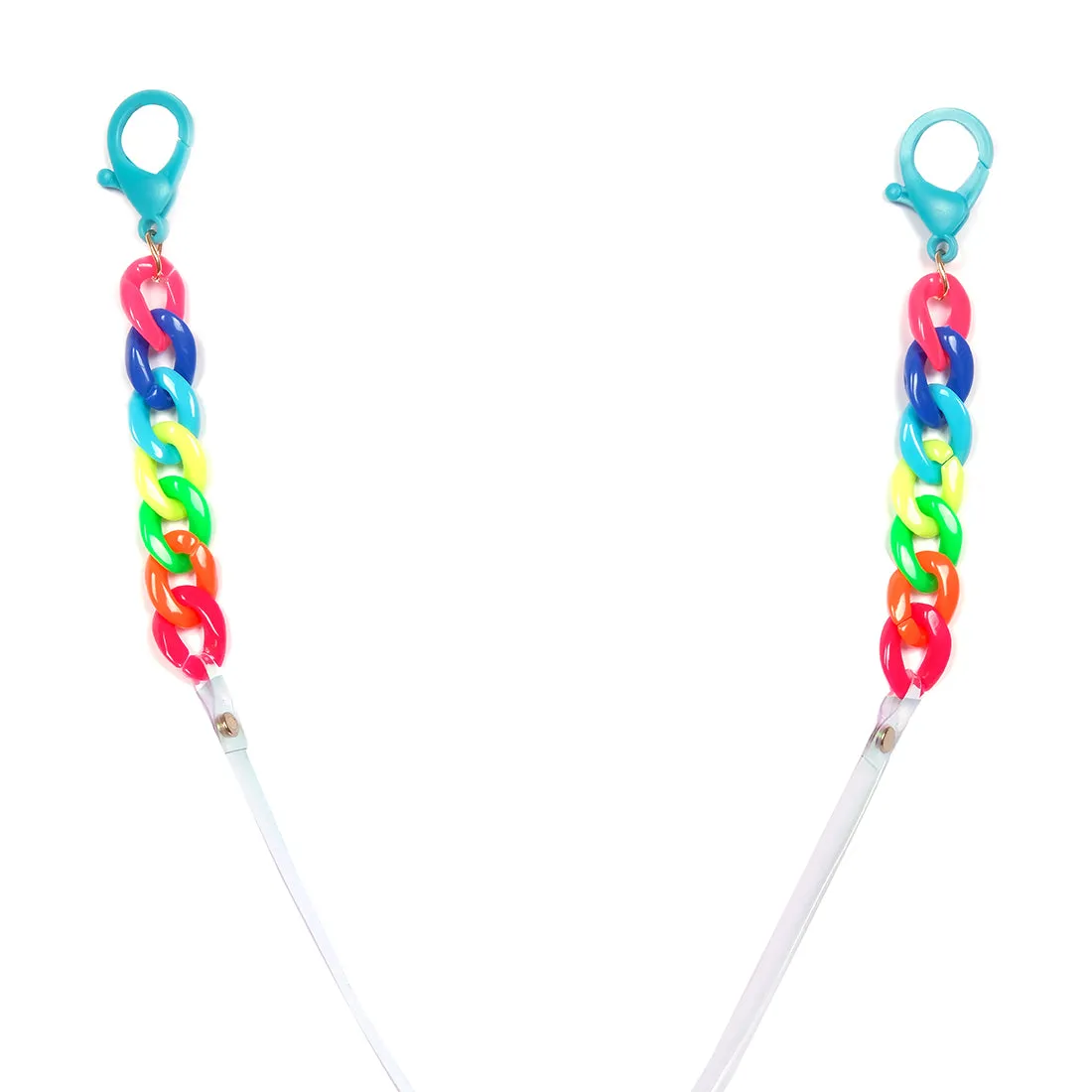 MULTICOLOR IRIDESCENT CHAIN-LINK CUTE RAINBOW ACRYLIC BOLD MASK CHAIN OR SUNGLASS CHAIN