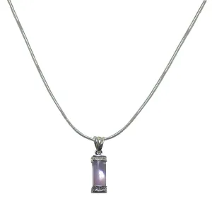 NAR800-3 Bella Rhodium Plated Necklace Chain and Mother of Pearl Pendant Lovely Lavender  #AR85800-3