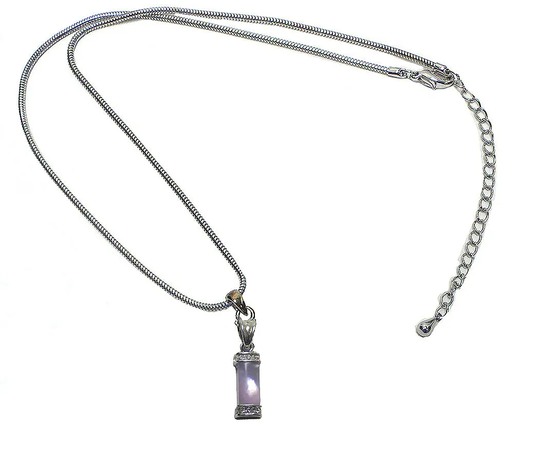 NAR800-3 Bella Rhodium Plated Necklace Chain and Mother of Pearl Pendant Lovely Lavender  #AR85800-3