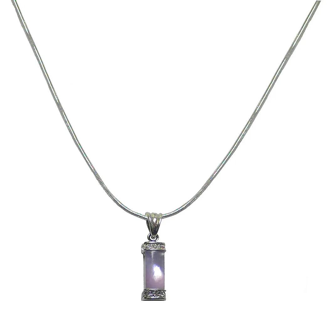 NAR800-3 Bella Rhodium Plated Necklace Chain and Mother of Pearl Pendant Lovely Lavender  #AR85800-3
