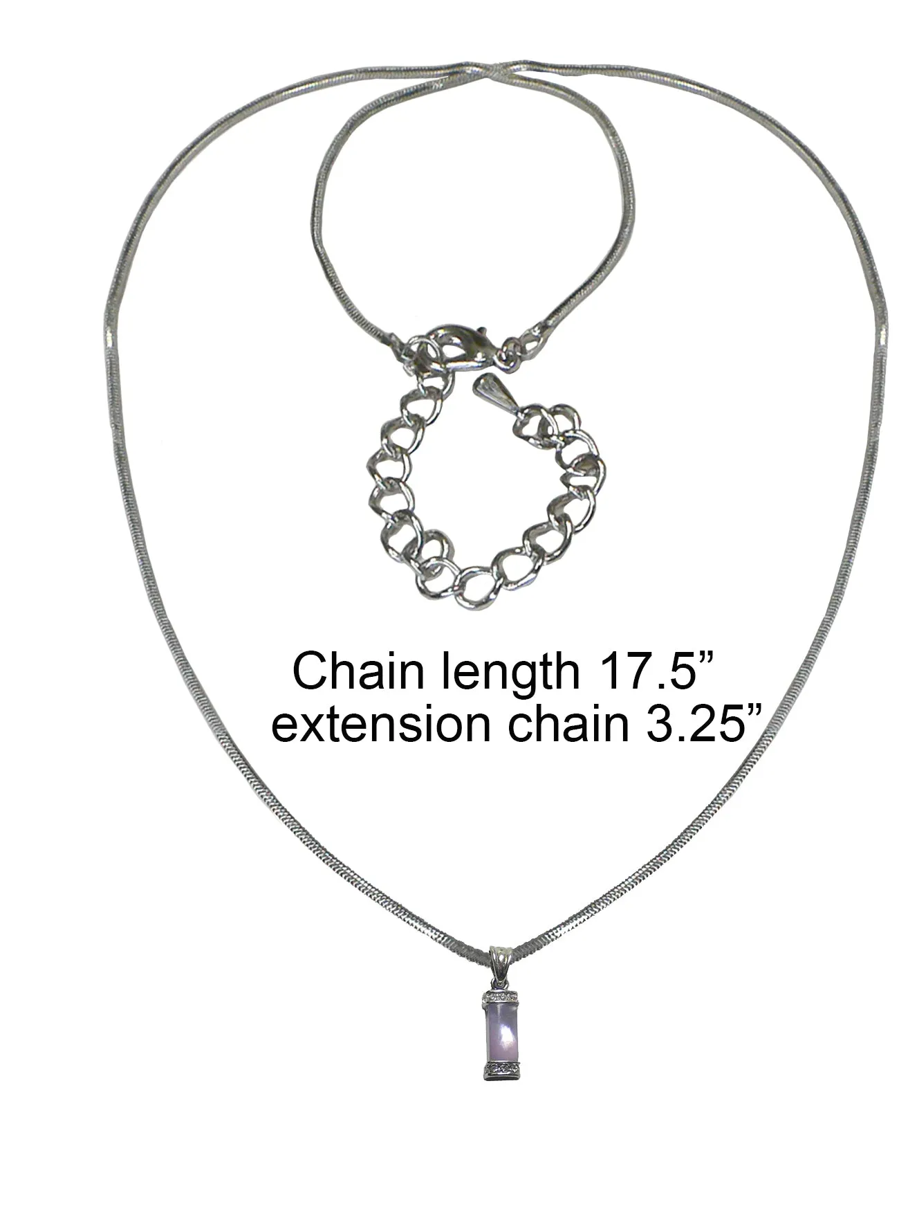 NAR800-3 Bella Rhodium Plated Necklace Chain and Mother of Pearl Pendant Lovely Lavender  #AR85800-3