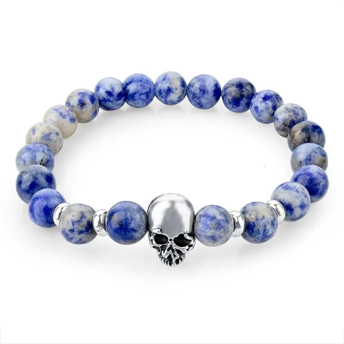 Natural Stone Skull Bracelets & Bangles Lava Beads Elastic Women Bracelets Men Jewelry Accessories