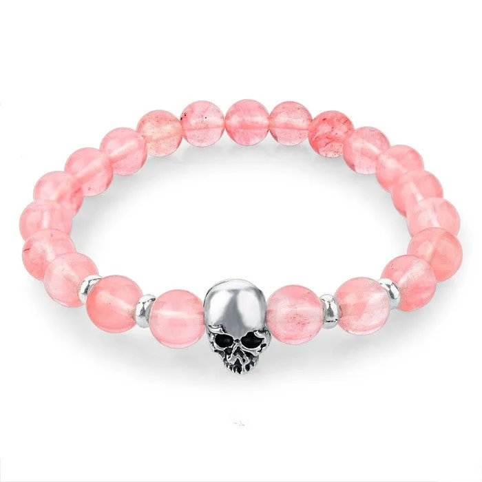 Natural Stone Skull Bracelets & Bangles Lava Beads Elastic Women Bracelets Men Jewelry Accessories