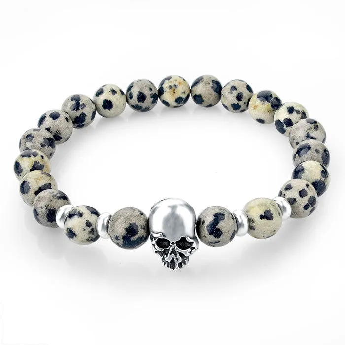 Natural Stone Skull Bracelets & Bangles Lava Beads Elastic Women Bracelets Men Jewelry Accessories