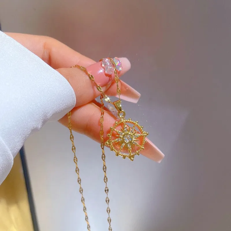 New Sweetheart Gold Silver Color Metal Charms Sun Pendants Chains