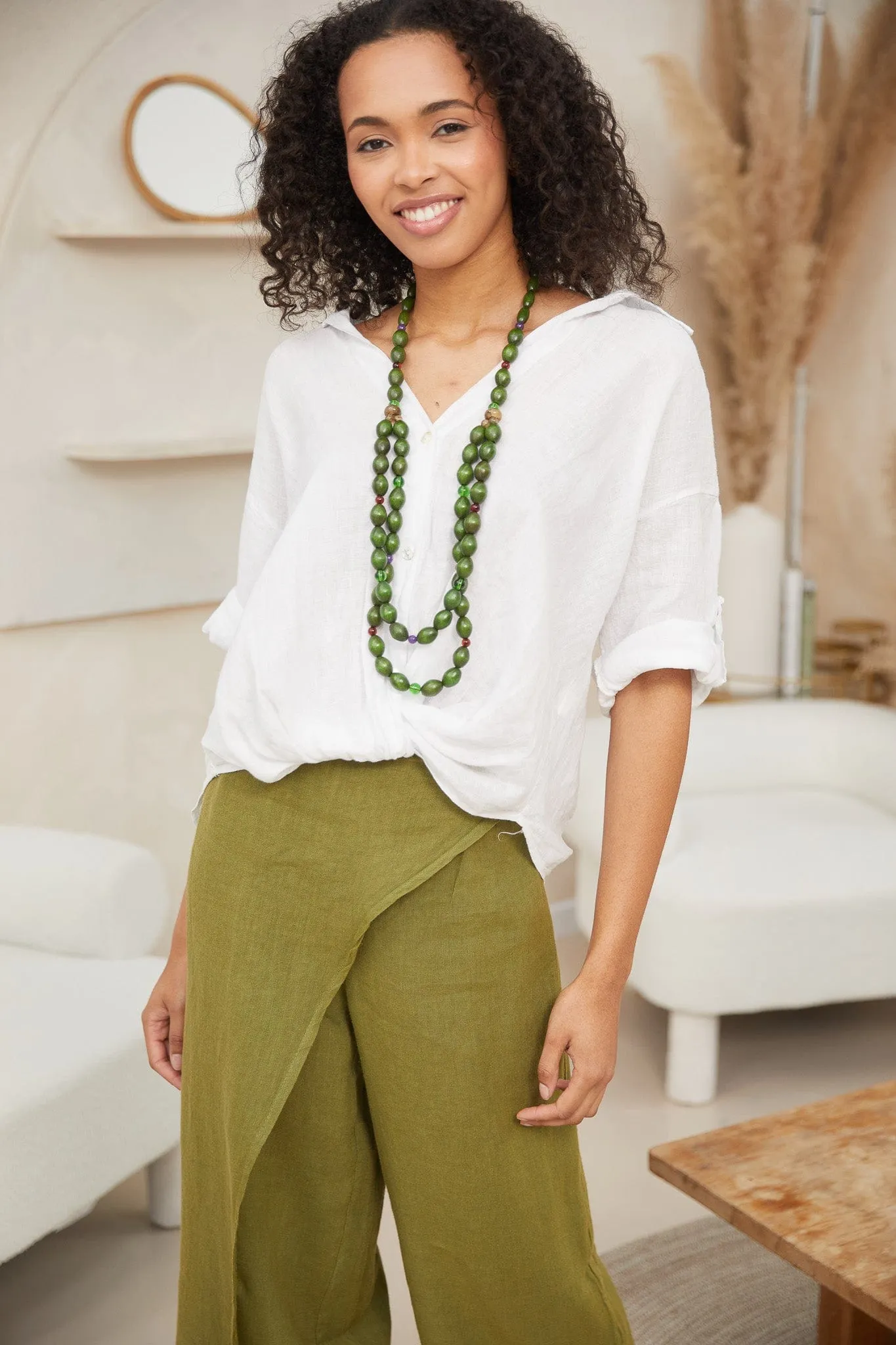 Olive Bead Necklace