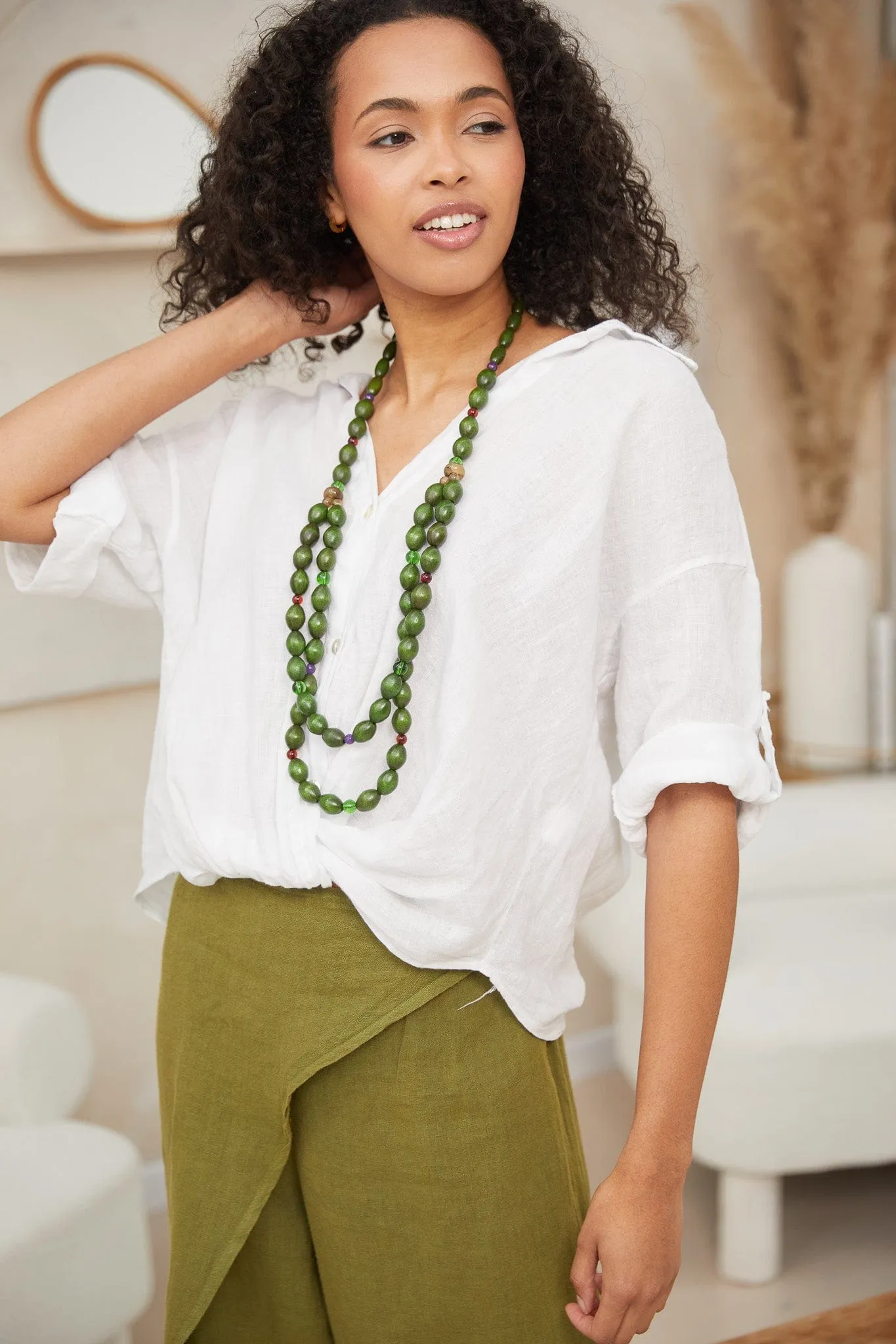 Olive Bead Necklace