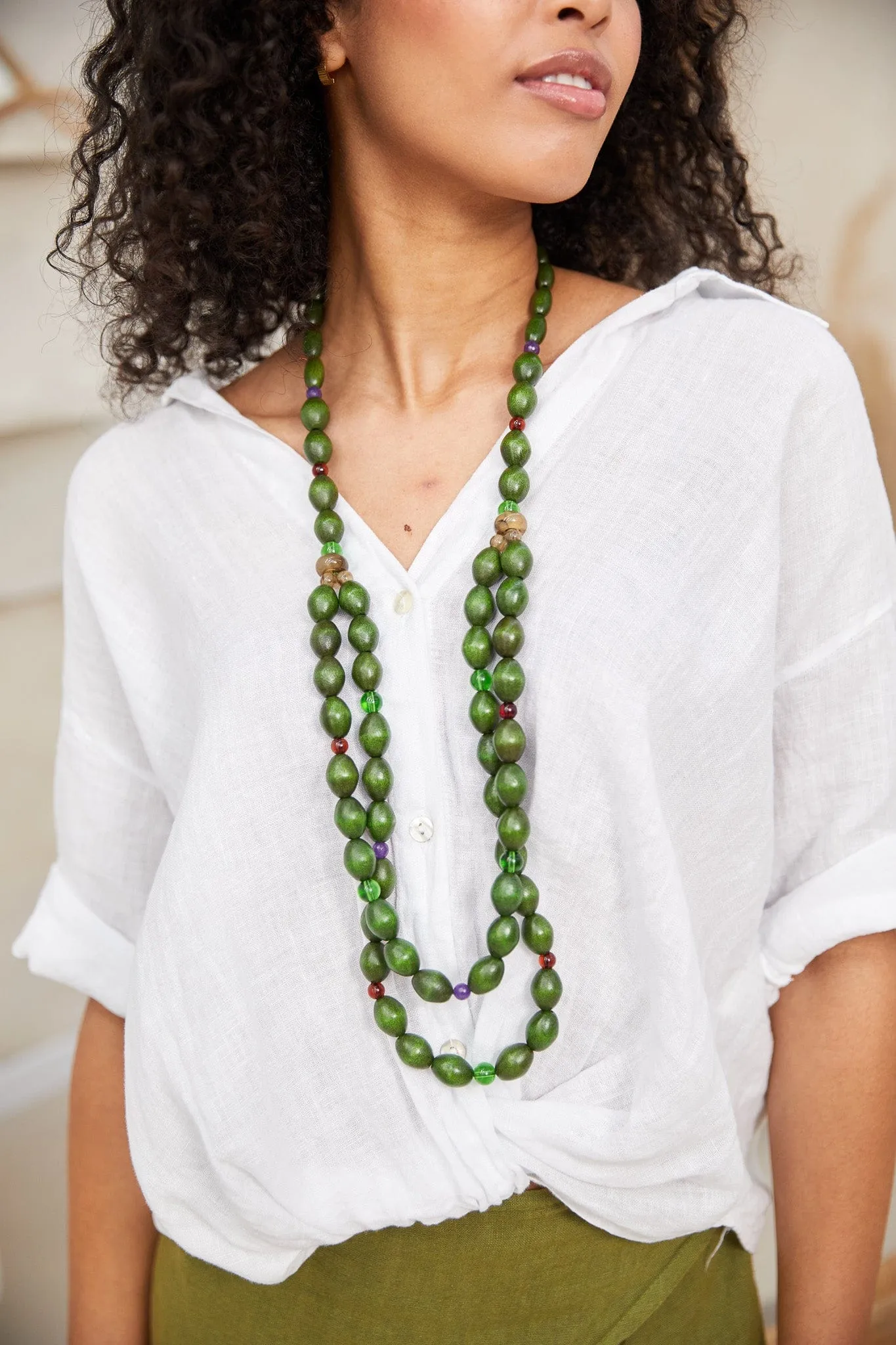 Olive Bead Necklace