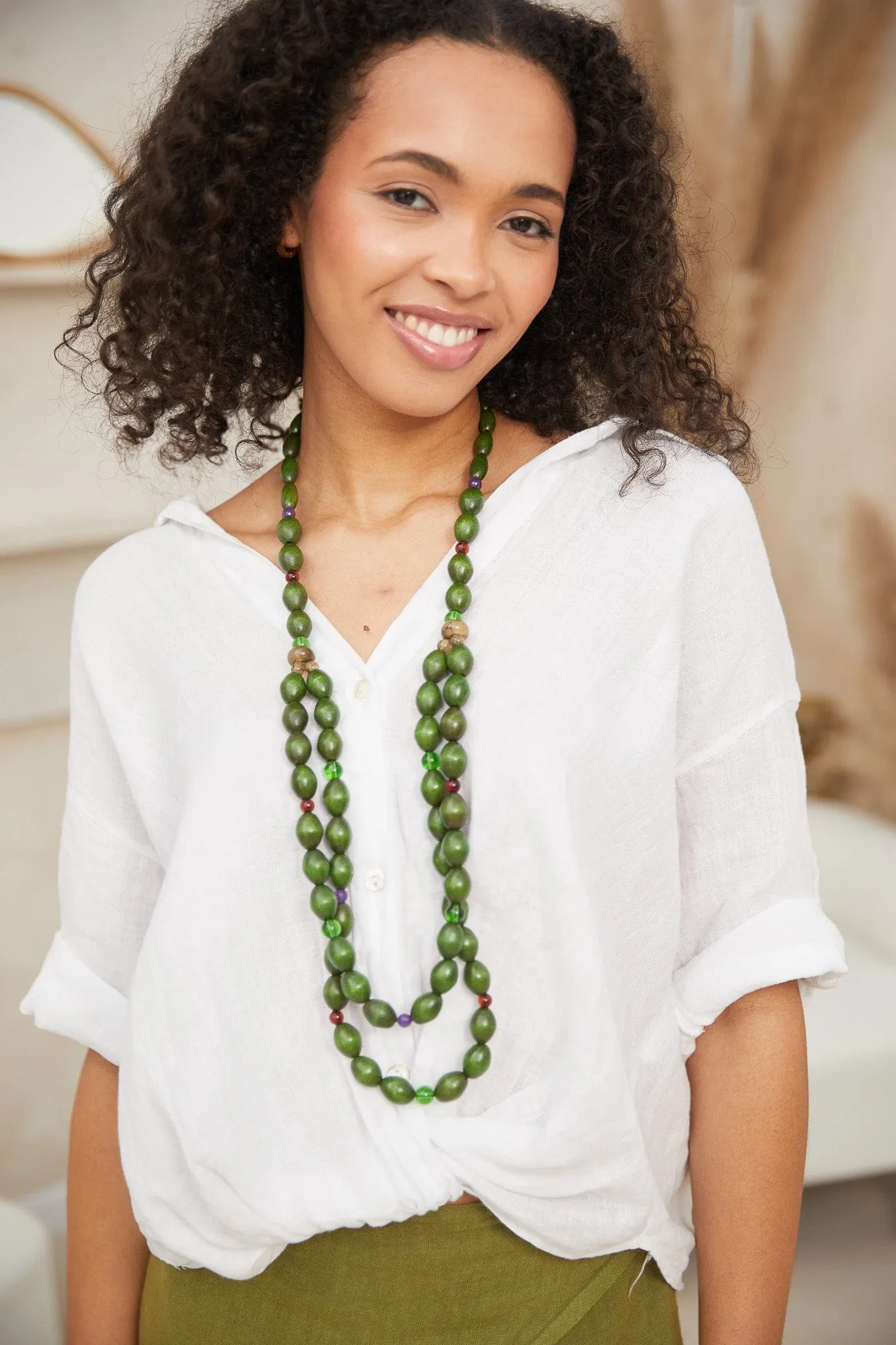 Olive Bead Necklace