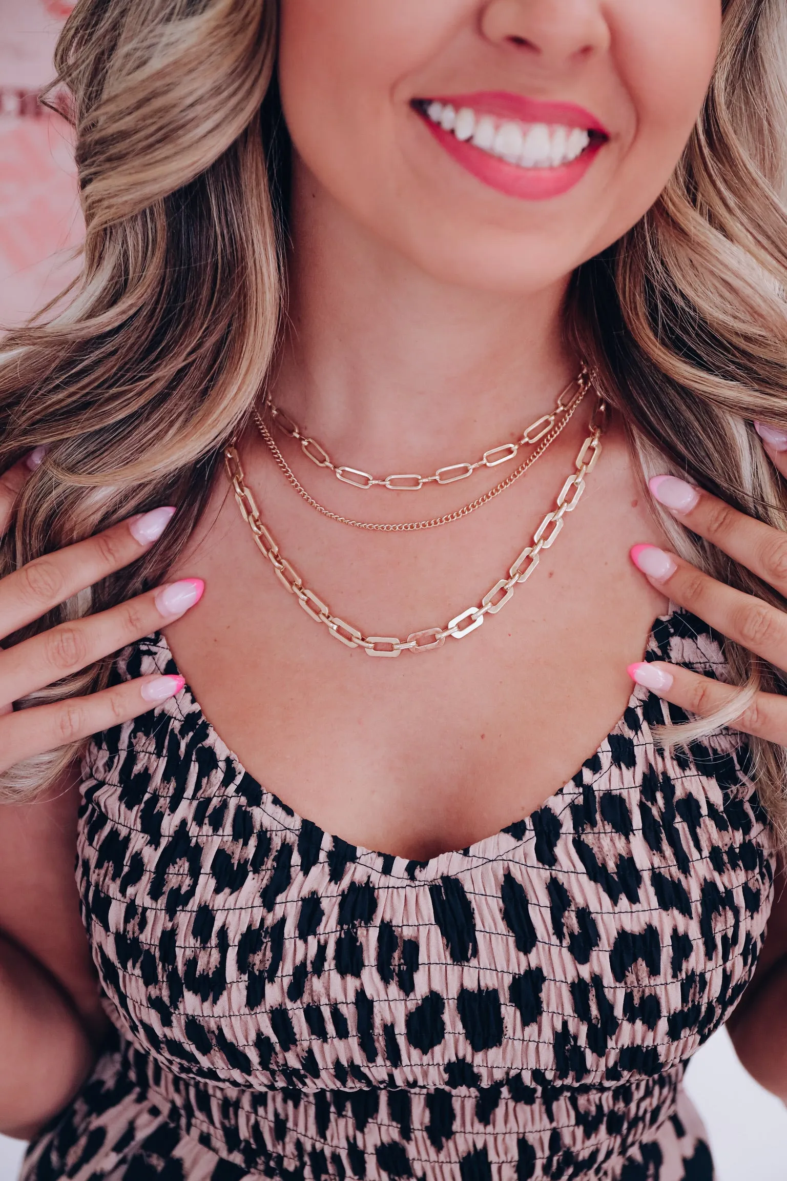 Oval Link Necklace Trio - Gold