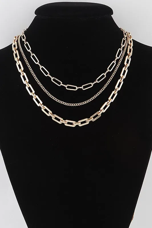 Oval Link Necklace Trio - Gold