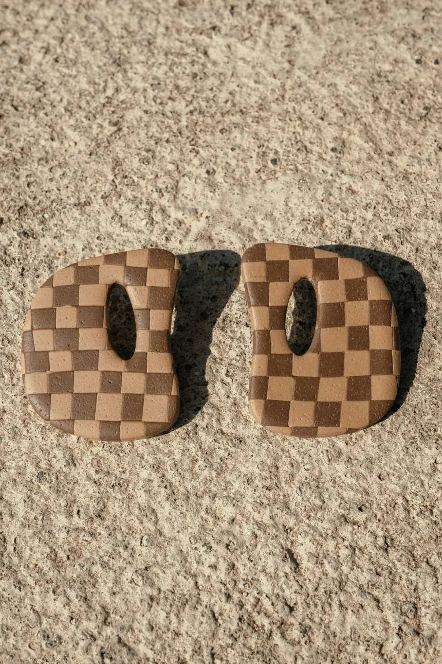 Over Medium – Retro Abstract Checkered Earrings