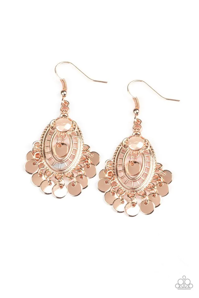 Paparazzi Earring ~ Chime Chic - Rose Gold