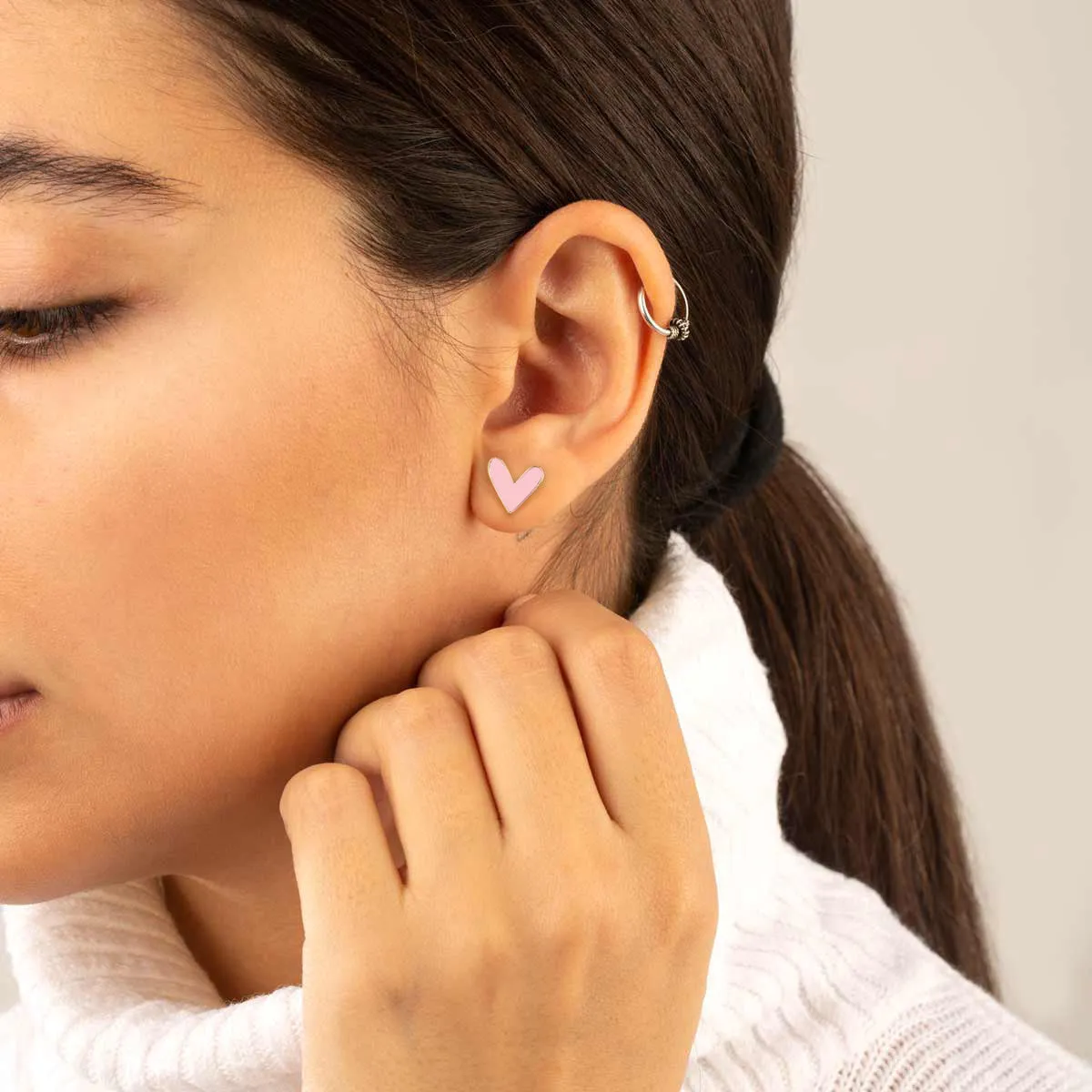 Pink Heart Stud Earring