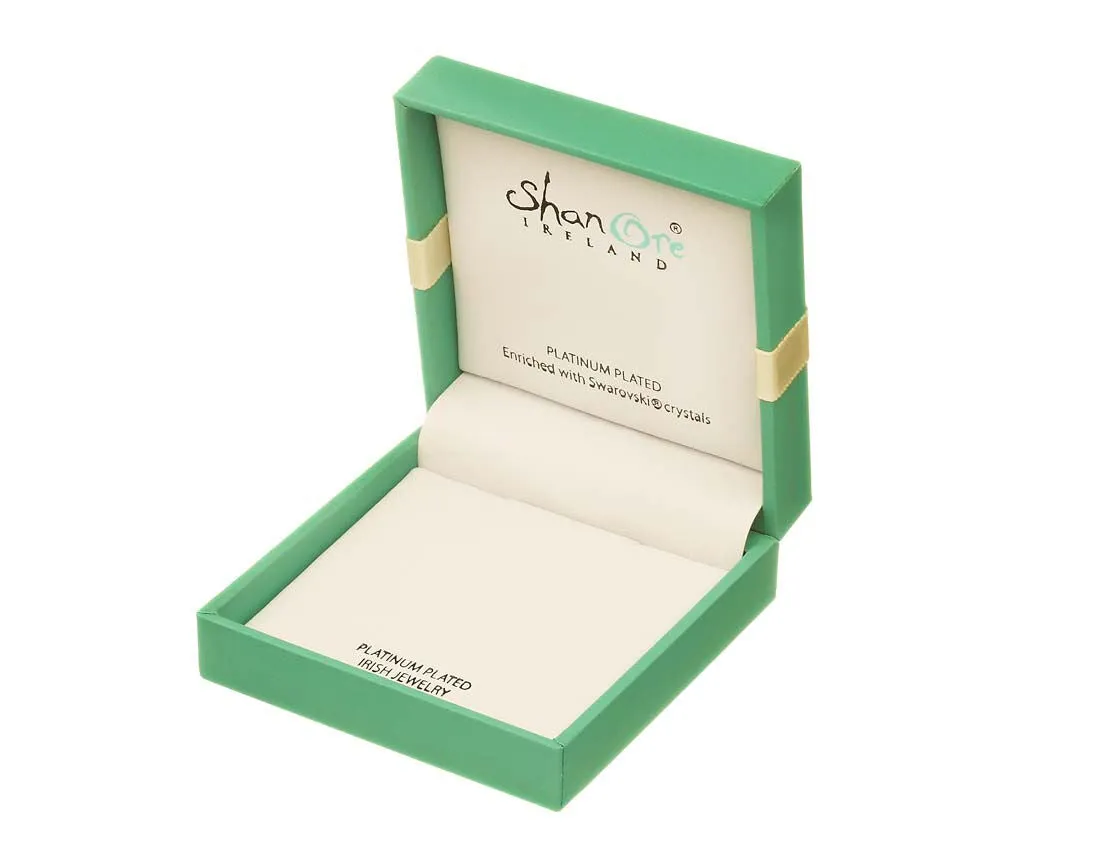 Platinum Plated Open Shamrock necklace With Clear Crystal
