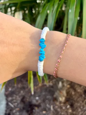 Pura Vida Puka & Turq Stretch Bracelet