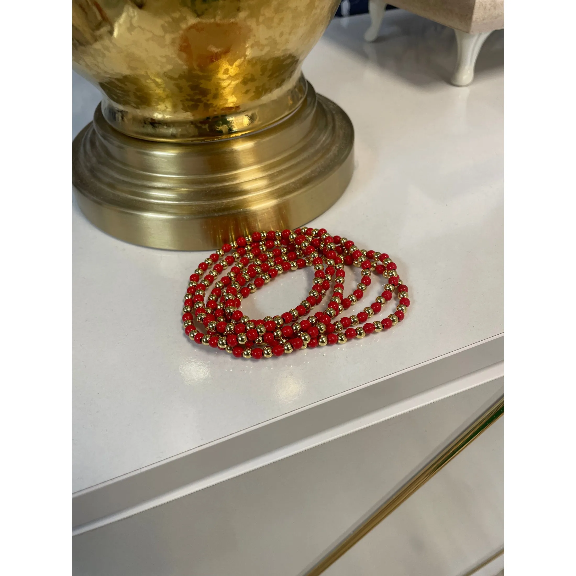 Red and Gold Bead Bracelet
