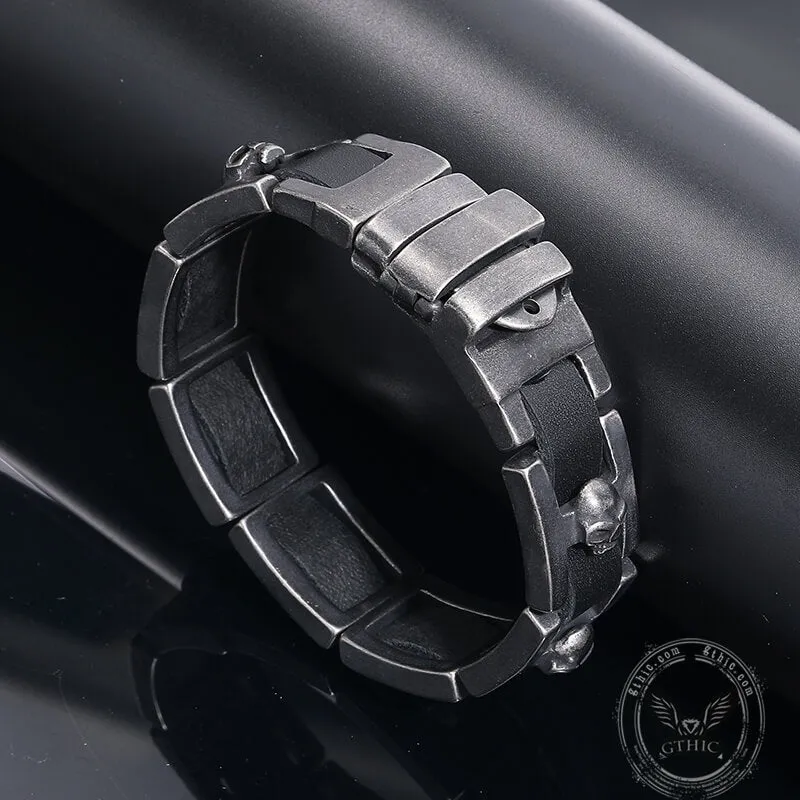 Retro Skull Heads Watch Buckle Stainless Steel Bracelet