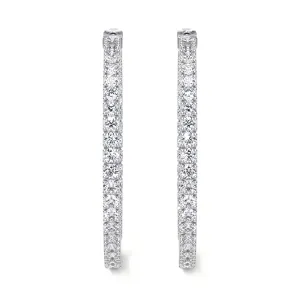 Round Diamond Hoop Earrings, 2.30 CT