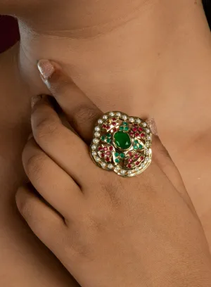 Royal Multicolour Jadau Adjustable Ring