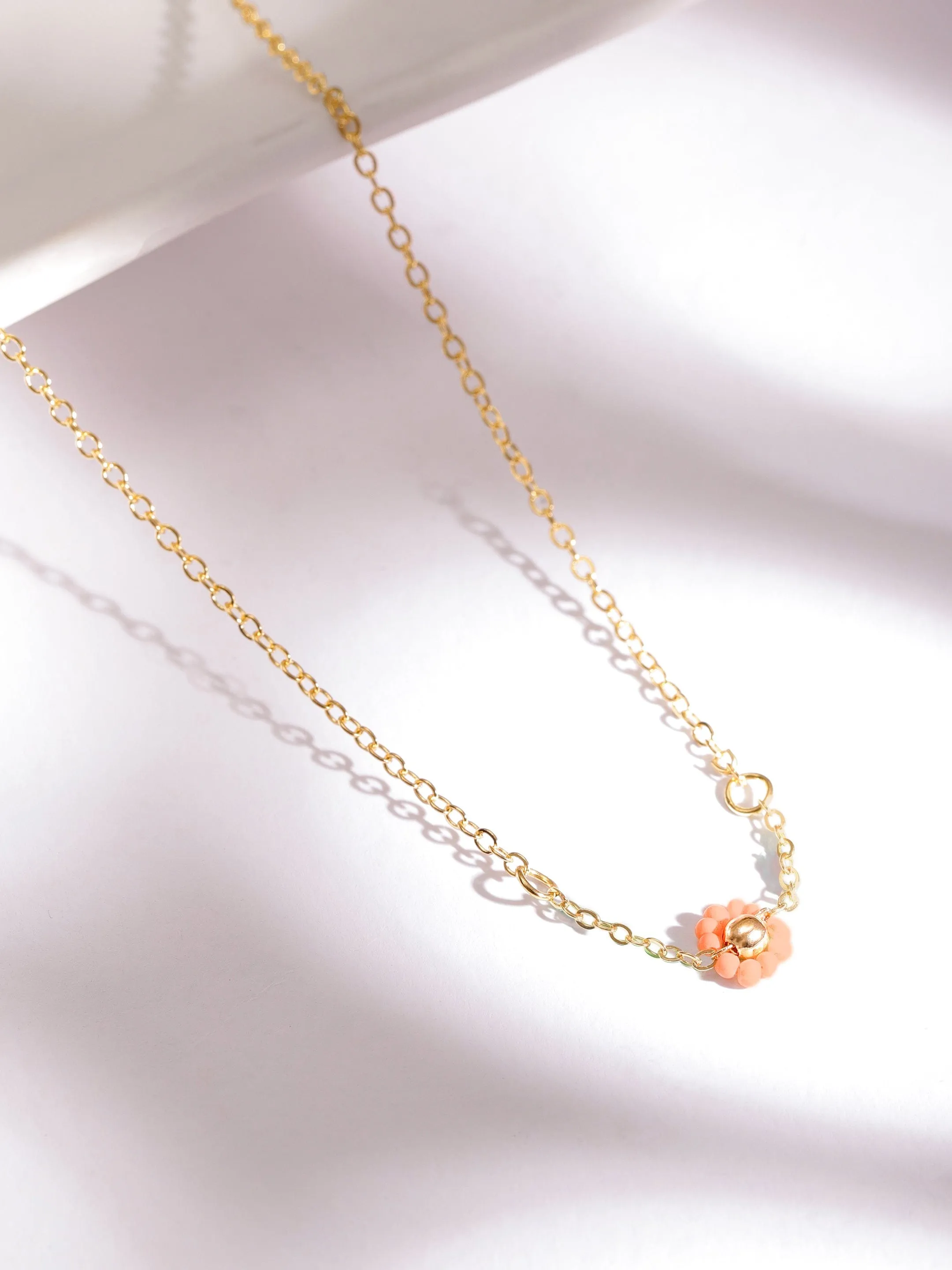 Rubans Voguish 18K Gold Plated Multicolour Floral Beaded Triple Layered Necklace