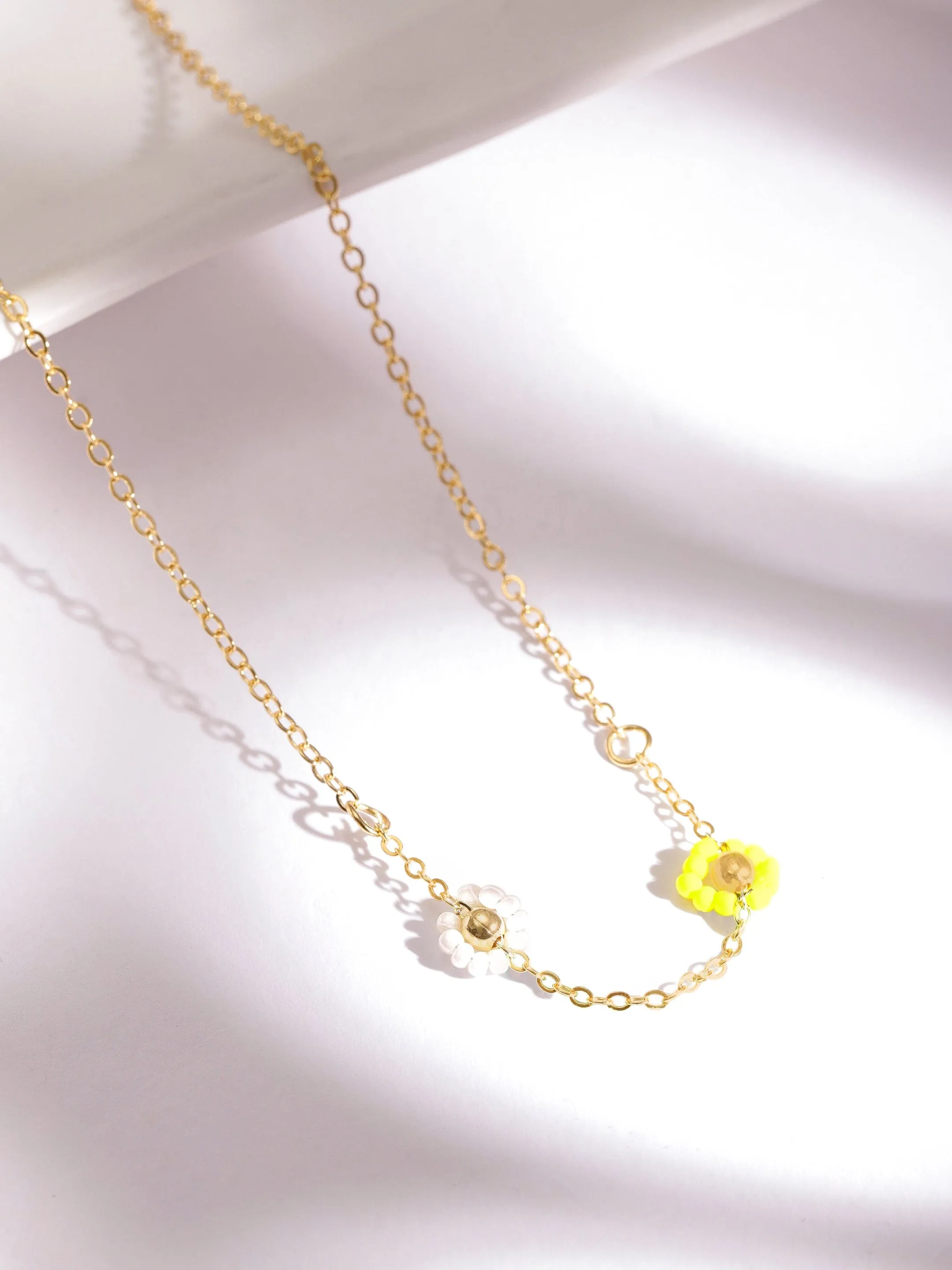 Rubans Voguish 18K Gold Plated Multicolour Floral Beaded Triple Layered Necklace