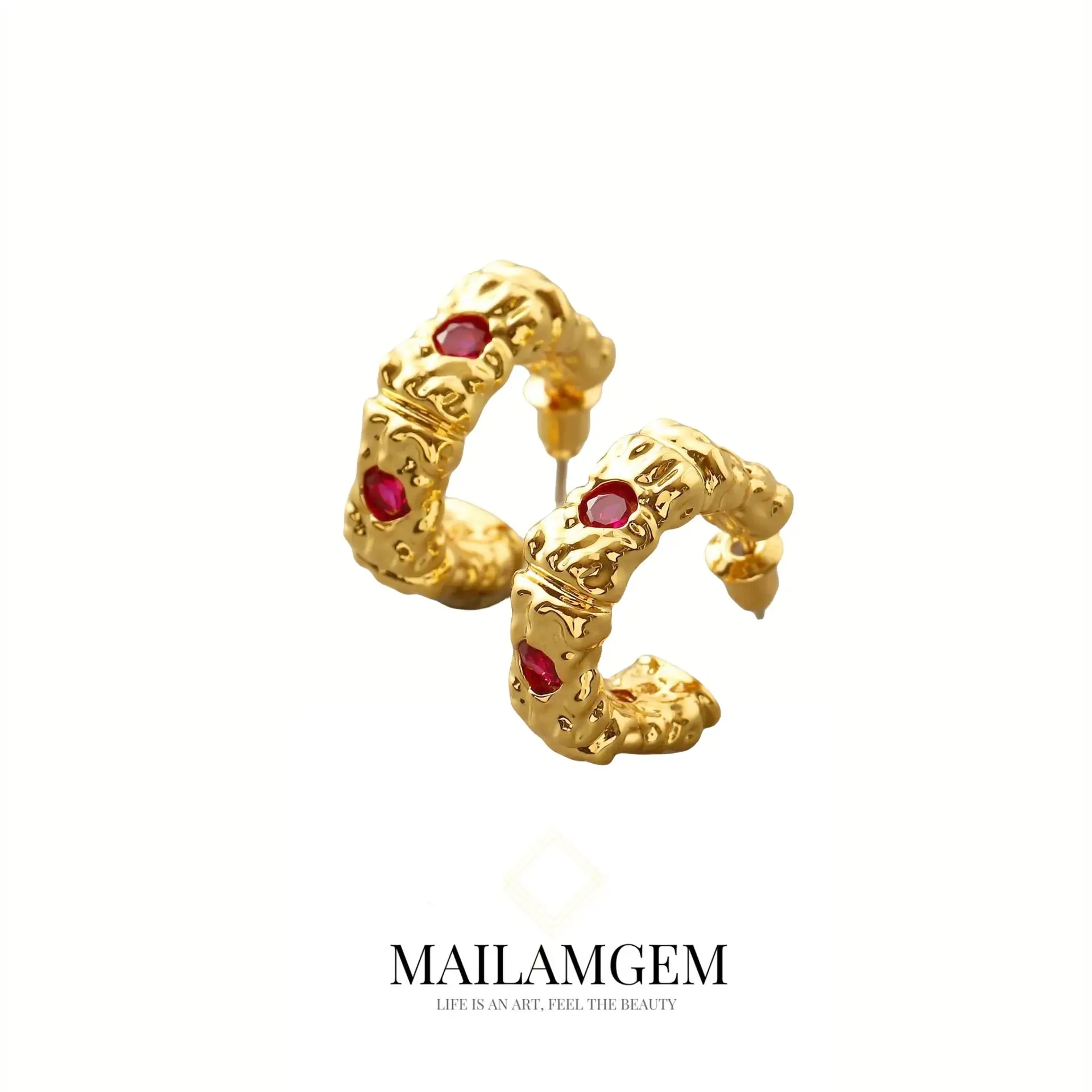 Ruby Gold Earrings