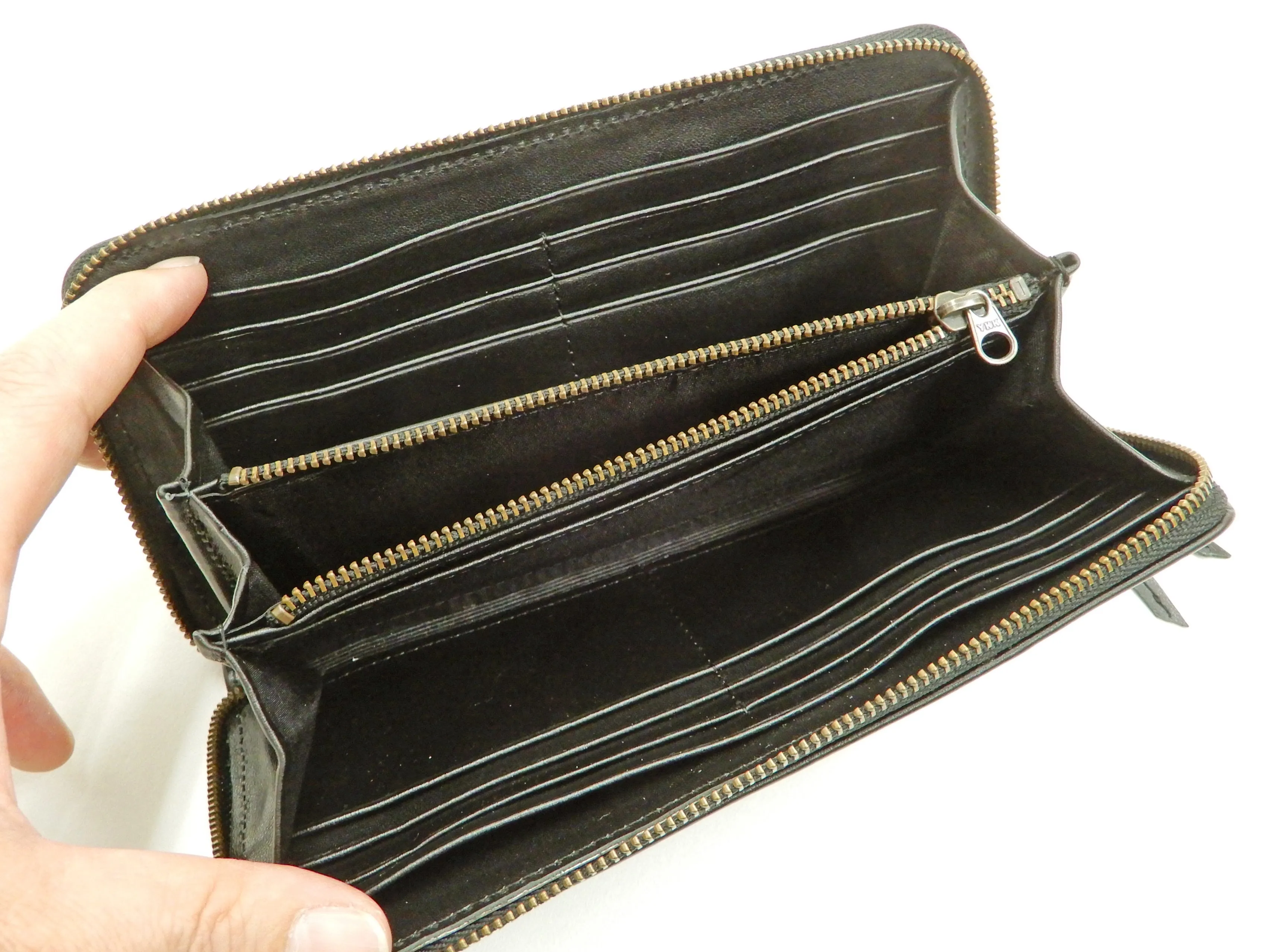 Script Hanatabi Gakudan Men's Casual Embroidered Leather Long Wallet SLWL-501 Black