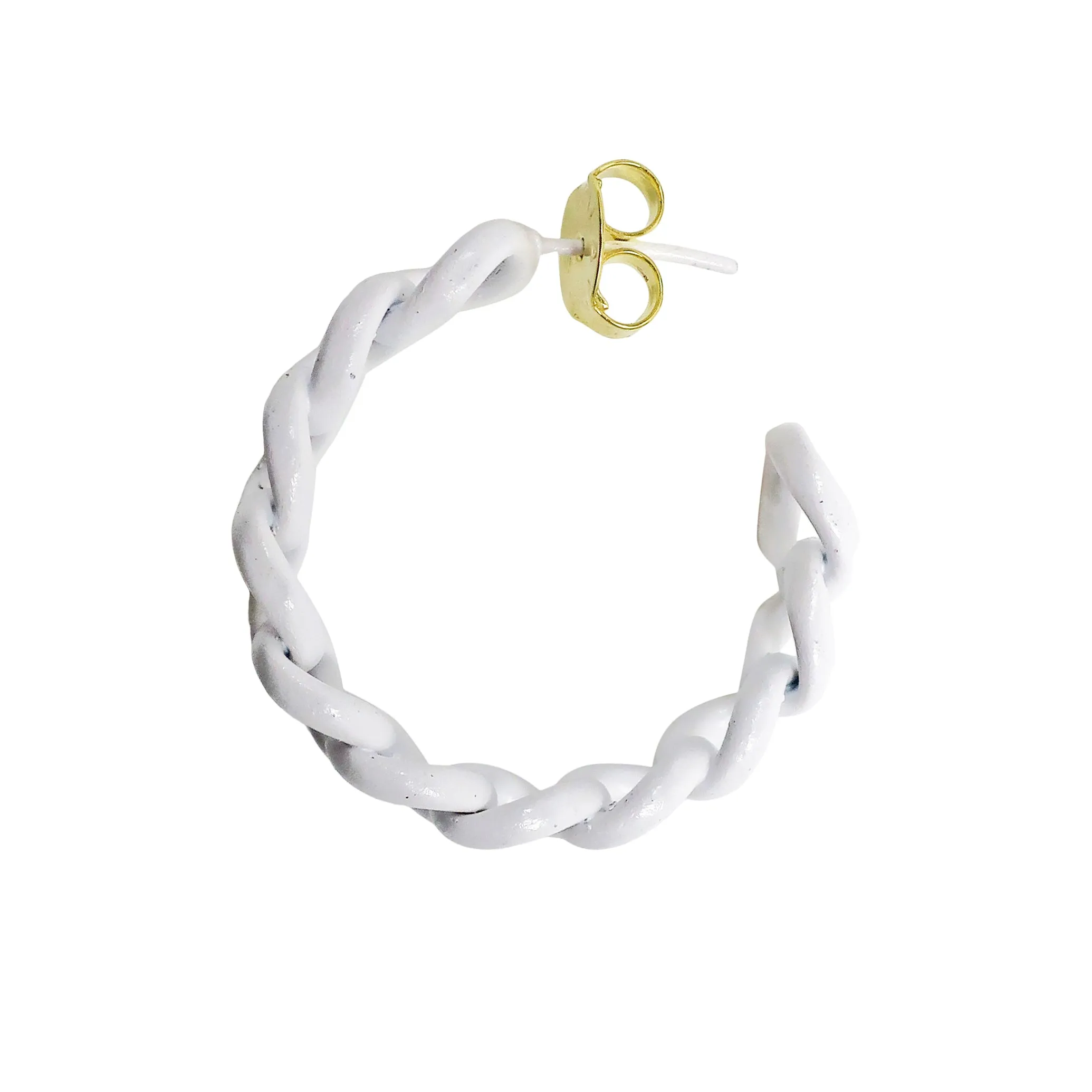Sheila Fajl Petite Painted Chain Hoop Earrings in White