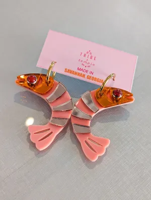 Shrimp Low Country Glam Hoop Earrings